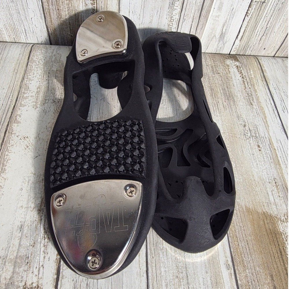 TAPfit Black Silicone Portable Tap Dance Shoe Covers Metal Taps Slip On Size M